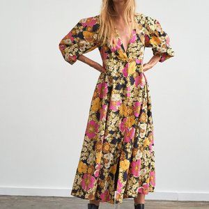 Free People Lydia Printed Midi Dress (S)
